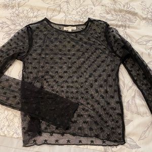 mesh star long sleeved crop top